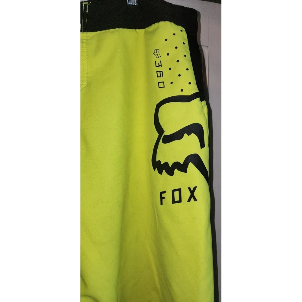 Vintage Fox Racing Mens 38 Board Shorts Flourescent Yellow Motocross Dirt Bike A